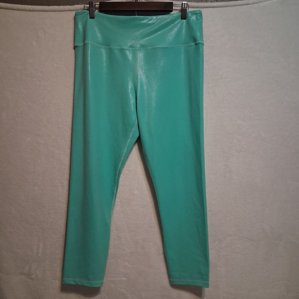 ZYIA 16/18 Leggings 7/8 Length Shimmer Mint Green Yoga Workout Gym Activewear